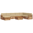 Udendørs sofagruppe 9 pcs Naturlig og Beige Massivt Akacietræ