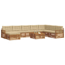 Udendørs sofagruppe 9 pcs Naturlig og Beige Massivt Akacietræ