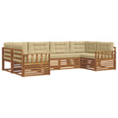 Udendørs sofagruppe med pude 6 pcs Naturlig og Beige