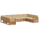 Udendørs sofagruppe 9 pcs Naturlig og Beige Massivt Akacietræ