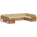 Udendørs sofagruppe 9 pcs Naturlig og Beige Massivt Akacietræ