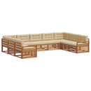 Udendørs sofagruppe 9 pcs Naturlig og Beige Massivt Akacietræ