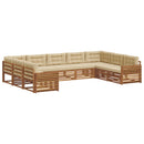 Udendørs sofagruppe 9 pcs Naturlig og Beige Massivt Akacietræ