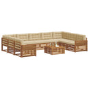 Udendørs sofagruppe 10 pcs Naturlig og Beige Massivt Akacietræ