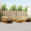 Udendørs sofagruppe 10 pcs Naturlig og Beige Massivt Akacietræ