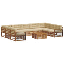 Udendørs sofagruppe 10 pcs Naturlig og Beige Massivt Akacietræ