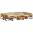 Udendørs sofagruppe 10 pcs Naturlig og Beige Massivt Akacietræ