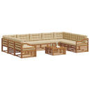 Udendørs sofagruppe 10 pcs Naturlig og Beige Massivt Akacietræ