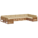 Sofasæt med pude 7 pcs Naturlig og Beige Massivt Akacietræ