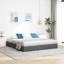 Opbevaringsseng med opbevaring Mørkegrå 193 x 203 cm Stof