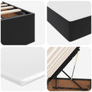 Seng med opbevaring og madras Sort 90 x 190 cm Faux læder
