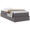 Seng med opbevaring og madras Grå 90 x 200 cm Faux læder