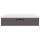 Seng med opbevaring og madras Grå 140 x 190 cm Faux læder