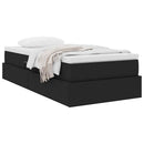 Seng med opbevaring og madras Sort 100 x 200 cm Polyester