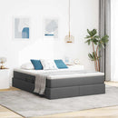 Seng med opbevaring og madras Mørkegrå 140 x 190 cm Polyester