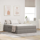 Seng med opbevaring og madras Gråbrun 140 x 200 cm Polyester