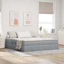 Seng med opbevaring og madras Lysegrå 160 x 200 cm Polyester