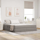 Seng med opbevaring og madras Gråbrun 160 x 200 cm Polyester