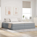 Seng med opbevaring og madras Lysegrå 200 x 200 cm Polyester