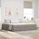 Seng med opbevaring og madras Gråbrun 200 x 200 cm Polyester