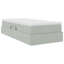 Seng med opbevaring og madras Lysegrå 90 x 200 cm Fløjl