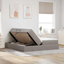 Seng med opbevaring og madras Gråbrun 180 x 200 cm Polyester