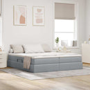 Seng med opbevaring og madras Lysegrå 200 x 200 cm Polyester