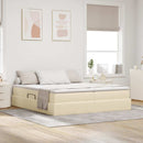 Seng med opbevaring og madras Creme 200 x 200 cm Polyester