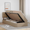 Seng med opbevaring og madras Cappuccino 100 x 200 cm