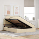 Seng med opbevaring og madras med madras Creme 140 x 190 cm