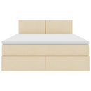 Seng med opbevaring og madras med madras Creme 140 x 200 cm