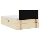 Seng med opbevaring og madras med madras Creme 120 x 190 cm