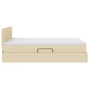 Seng med opbevaring og madras med madras Creme 120 x 200 cm