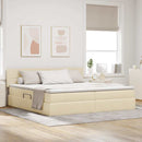 Seng med opbevaring og madras med hovedgærde Creme 200 x 200 cm