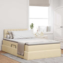 Seng med opbevaring og madras med madras Creme 120 x 200 cm