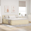Seng med opbevaring og madras med madras Creme 160 x 200 cm