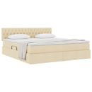 Seng med opbevaring og madras med madras Creme 160 x 200 cm
