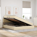 Seng med opbevaring og madras med madras Creme 180 x 200 cm