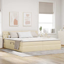 Seng med opbevaring og madras med hovedgærde Creme 200 x 200 cm