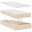 Seng med opbevaring og madras Creme 90 x 200 cm Konstrueret træ