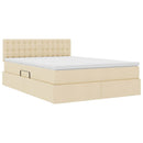 Seng med opbevaring og madras med madras Creme 140 x 200 cm