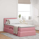 Opbevaringsseng med madras Lyserød 100 x 200 cm Fløjl