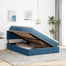 Opbevaringsseng med madras Mørk blå 140 x 200 cm Fløjl