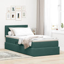 Opbevaringsseng med madras Mørkegrøn 90 x 190 cm Fløjl