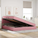 Opbevaringsseng med madras Lyserød 200 x 200 cm Fløjl