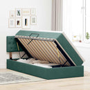 Opbevaringsseng med madras Mørkegrøn 100 x 200 cm Fløjl