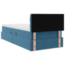 Opbevaringsseng med madras Mørk blå 100 x 200 cm Fløjl