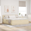 Opbevaringsseng med madras Creme 200 x 200 cm Faux læder