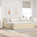 Opbevaringsseng med madras Creme 200 x 200 cm Faux læder