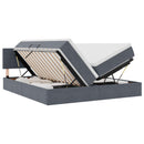 Opbevaringsseng med madras med hovedgærde Mørkegrå 100 x 200 cm